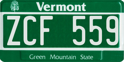 VT license plate ZCF559