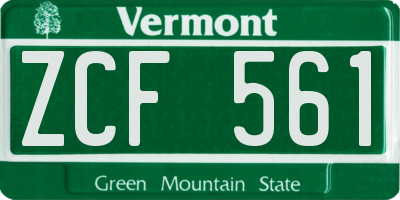VT license plate ZCF561