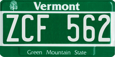 VT license plate ZCF562