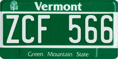 VT license plate ZCF566