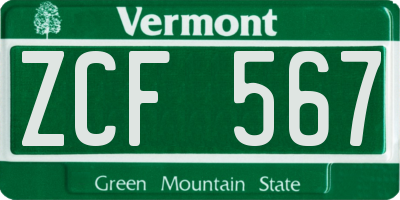 VT license plate ZCF567
