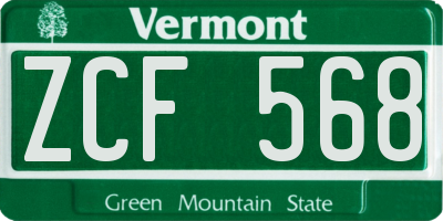 VT license plate ZCF568