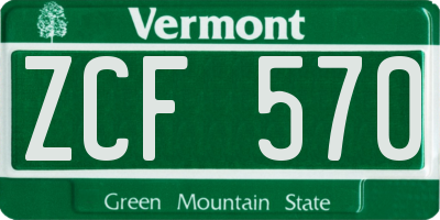 VT license plate ZCF570