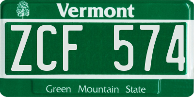 VT license plate ZCF574