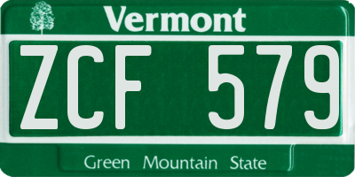 VT license plate ZCF579
