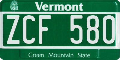 VT license plate ZCF580