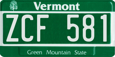 VT license plate ZCF581