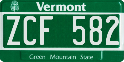 VT license plate ZCF582