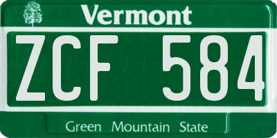VT license plate ZCF584