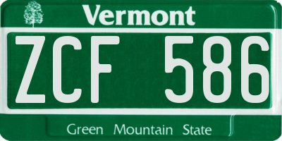 VT license plate ZCF586