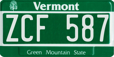 VT license plate ZCF587