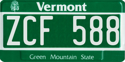 VT license plate ZCF588