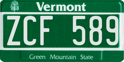 VT license plate ZCF589