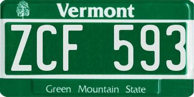 VT license plate ZCF593