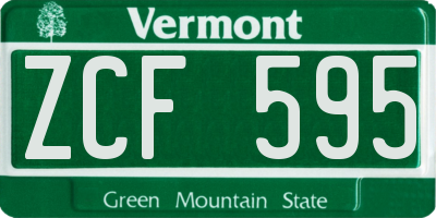 VT license plate ZCF595