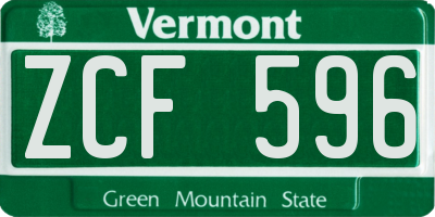 VT license plate ZCF596