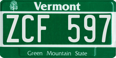 VT license plate ZCF597