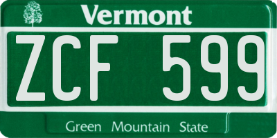 VT license plate ZCF599