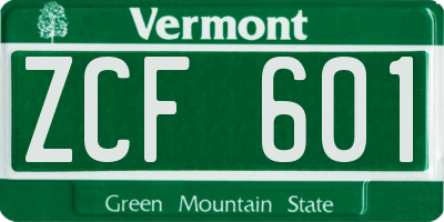VT license plate ZCF601