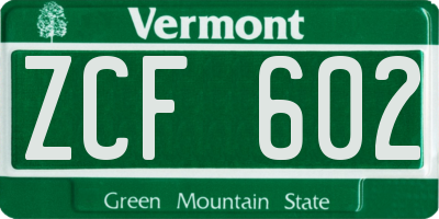 VT license plate ZCF602