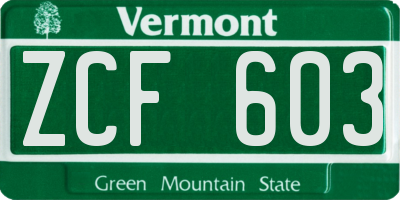 VT license plate ZCF603