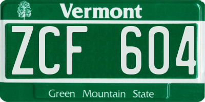 VT license plate ZCF604