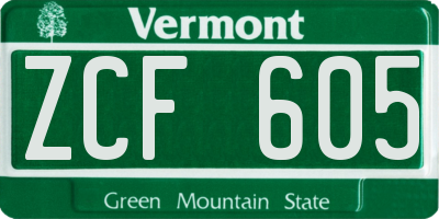 VT license plate ZCF605