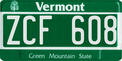 VT license plate ZCF608