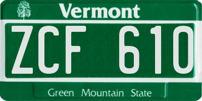 VT license plate ZCF610