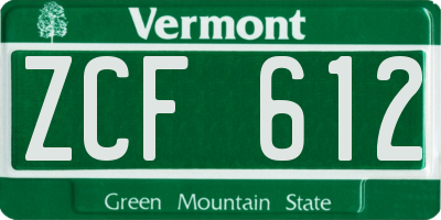 VT license plate ZCF612