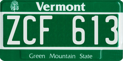 VT license plate ZCF613