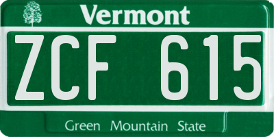 VT license plate ZCF615
