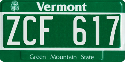 VT license plate ZCF617