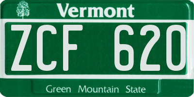 VT license plate ZCF620