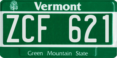 VT license plate ZCF621