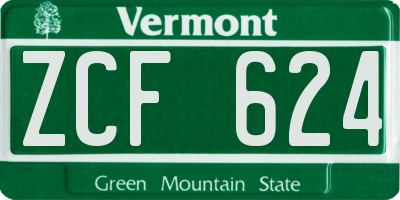 VT license plate ZCF624