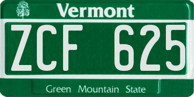 VT license plate ZCF625