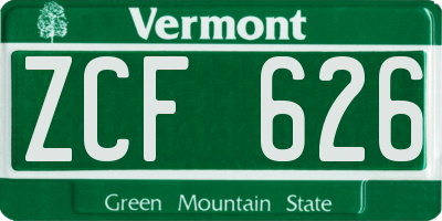 VT license plate ZCF626