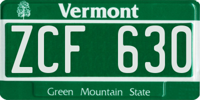 VT license plate ZCF630