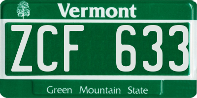 VT license plate ZCF633