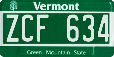 VT license plate ZCF634