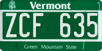 VT license plate ZCF635
