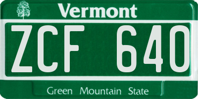 VT license plate ZCF640