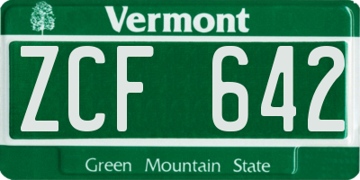 VT license plate ZCF642