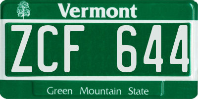 VT license plate ZCF644