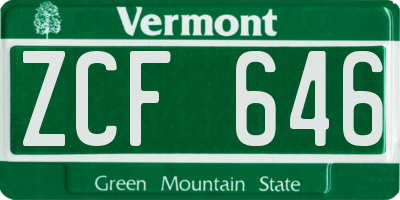 VT license plate ZCF646