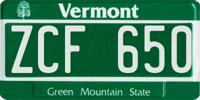 VT license plate ZCF650