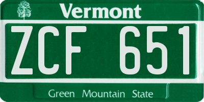 VT license plate ZCF651