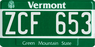 VT license plate ZCF653