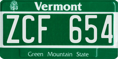 VT license plate ZCF654